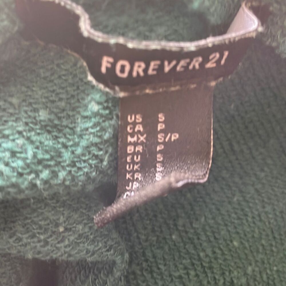 Forever 21 Green Cropped Hoodie S - Picture 9 of 10